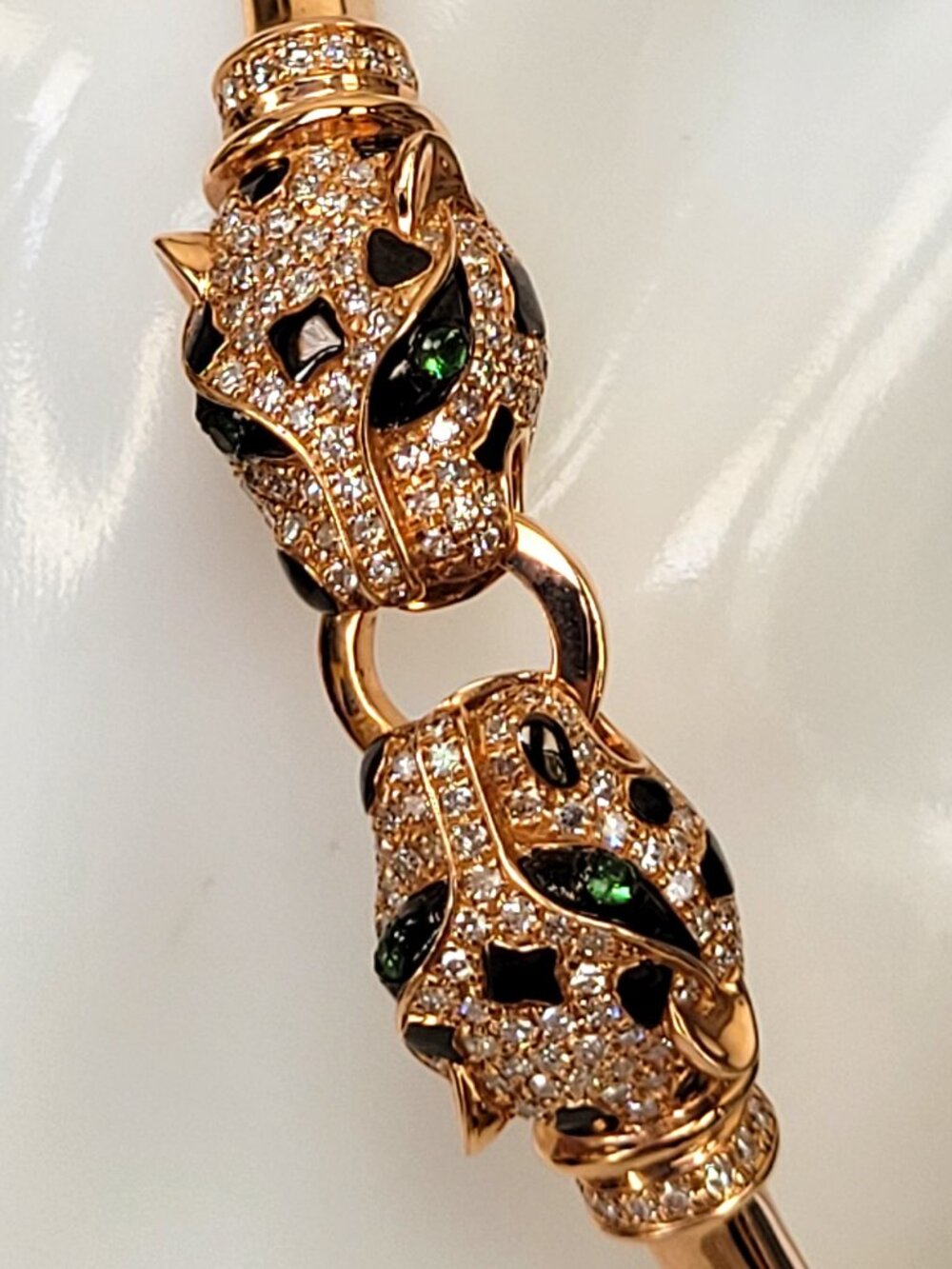 Effy Signature 14K Rose Gold Panther Diamond & Tsavorite Bracelet